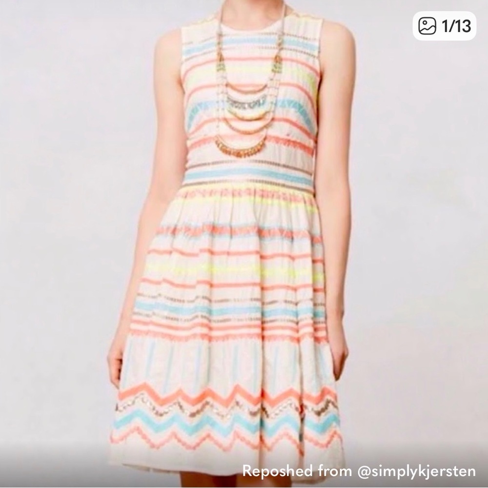 Tracy Reese Multicolor Embroidered Dress
